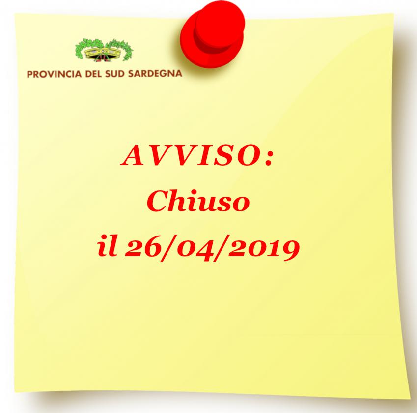 Chiusura uffici provinciali per la giormata del 26 aprile 2019